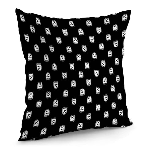 Image of Sketchy Cartoon Ghost Drawing Motif Pattern Pillow Cover