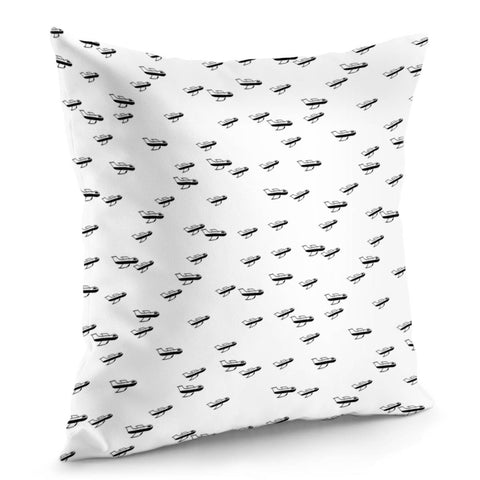 Image of Sketchy Style Pencil Drawing Plane Motif Pattern Design Pillow Cover