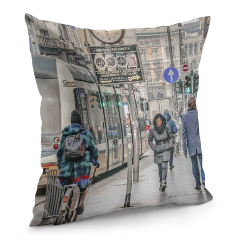 Image of Urban Street Historic Center Of Milan, Italy Pillow Cover