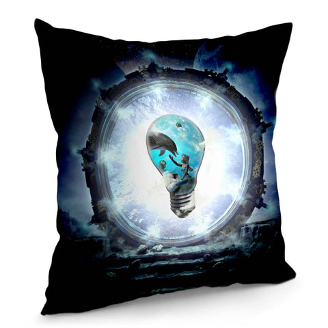 Image of Awesome Light Bulb With Mermaid And Dolphin Pillow Cover