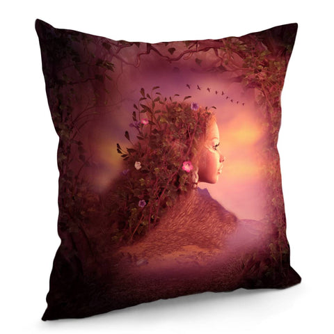 Image of The Girl And The Rock In The Night Pillow Cover