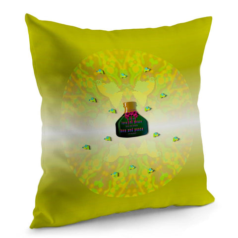 Image of Birds And Sunshine With A Big Bottle Peace And Love Pillow Cover