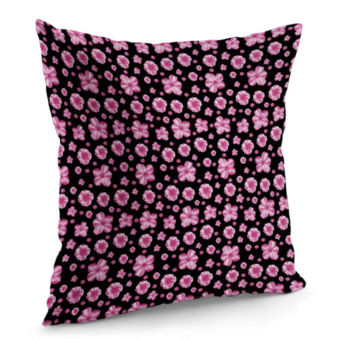 Image of Pink And Black Floral Collage Print Pillow Cover