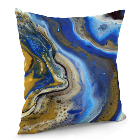 Image of Photo Peinture Acrylic Bleu/Doré Pillow Cover