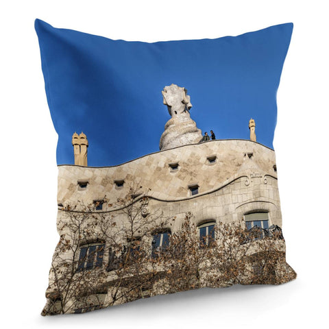 Image of Gaudi, La Pedrera Building, Barcelona - Spain Pillow Cover