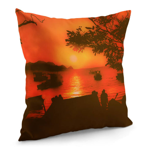 Image of Sunset At Caribbean Bay Of Taganga Colombia Pillow Cover