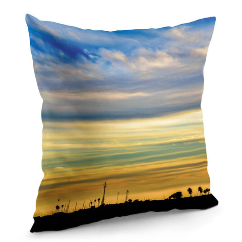 Image of Countryside Sunset Silhouette Landscape Scene Pillow Cover