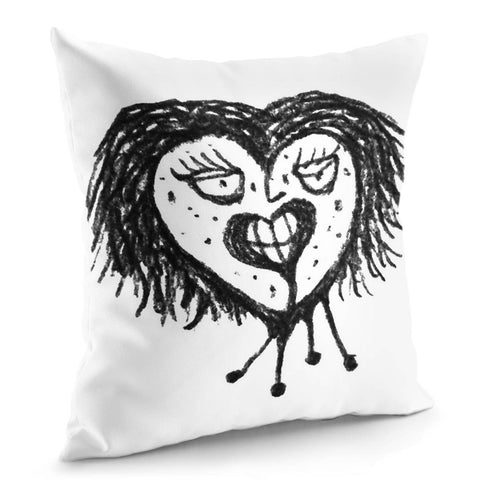 Image of Infected Heart Black And White Drawing Pillow Cover