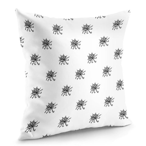 Image of Black And White Floral Print Pattern Pillow Cover