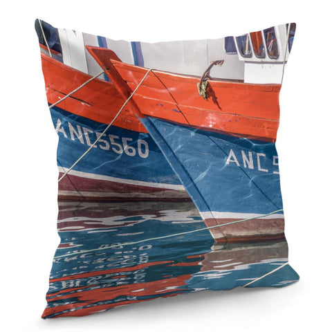 Image of Fishing Boats Parked At Lake, Chiloe Island - Chile Pillow Cover