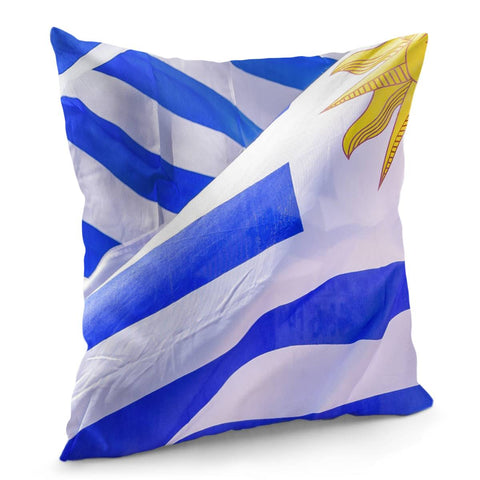 Image of Uruguay Flags Close Up Photo Pillow Cover