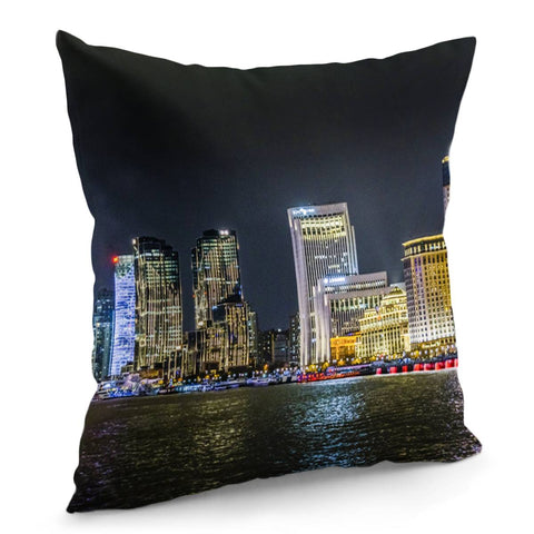 Image of Pudong District Night Scene, Shanghai, China Pillow Cover