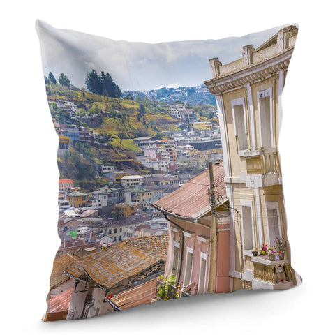 Image of Quito Historic Center-Aerial View, Ecuador Pillow Cover