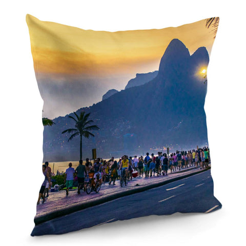 Image of Ipanema Beach, Rio De Janeiro, Brazil Pillow Cover