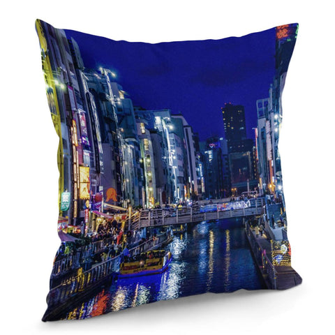 Image of Dotonbori Night Scene, Osaka, Japan Pillow Cover