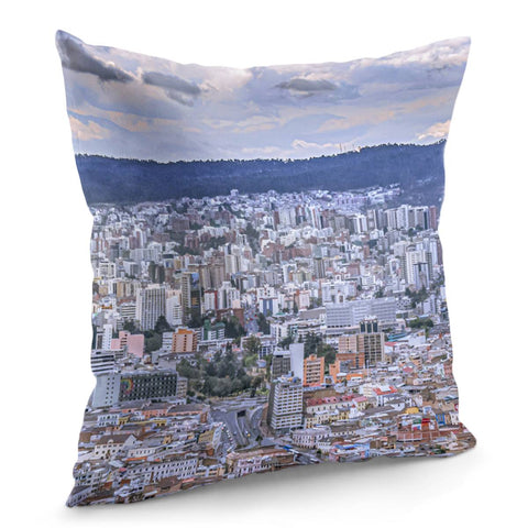 Image of Cityscape Aerial View Quito, Ecuador Pillow Cover