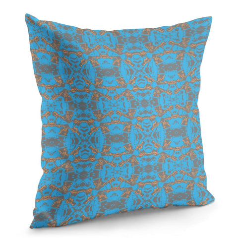 Image of Blue, Orange And Grey Marble Pattern Pillow Cover