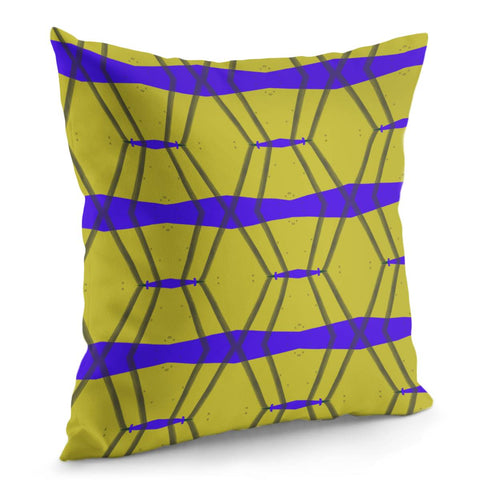 Image of Sandy Brown And Blue Pattern Pillow Cover