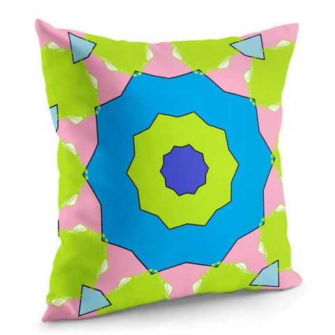 Image of Pink, Green And Blue Abstract Pillow Cover