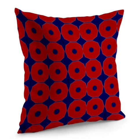 Image of Red Circles On Blue Pillow Cover