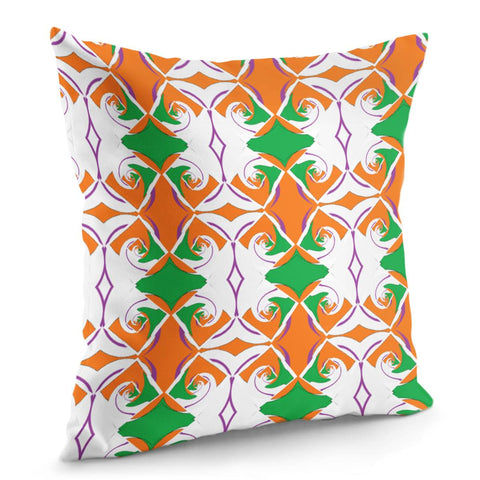 Image of Green, White And Orange Abstract Pillow Cover