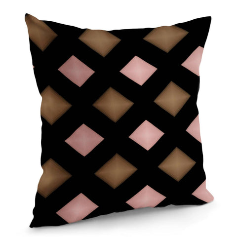 Image of Pink And Brown Diamond Blocks Pillow Cover