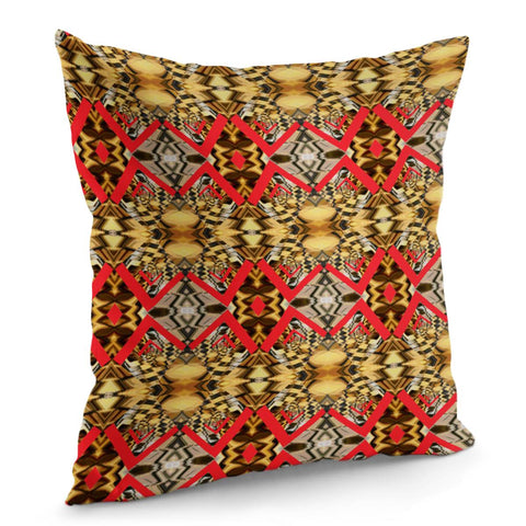 Image of Red And Brass Abstract Pillow Cover