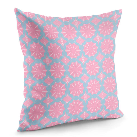 Image of Pink Shells On Blue Pillow Cover