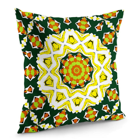 Image of Colorful Yellow Circular Design Pillow Cover