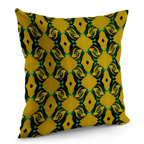 Image of Green And Mustard Yellow Pattern Pillow Cover