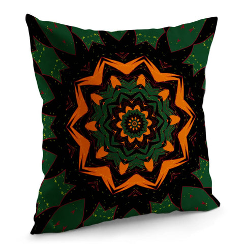 Image of Dark Brown, Green And Orange Pattern Pillow Cover