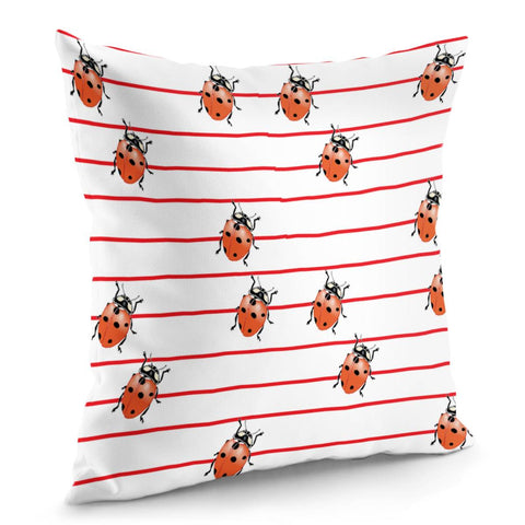 Image of Ladybugs Red Stripes Pillow Cover