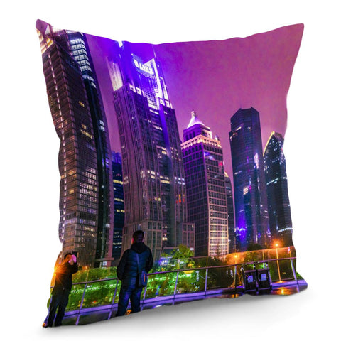 Image of Lujiazui District Nigth Scene, Shanghai, China Pillow Cover