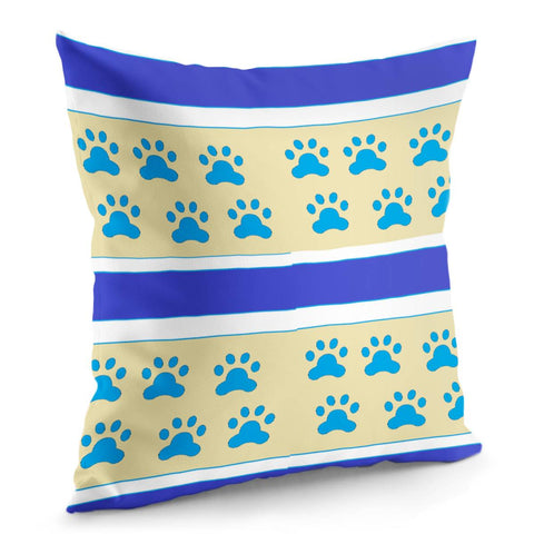 Image of Blue Dog Paw Stripes Pillow Cover