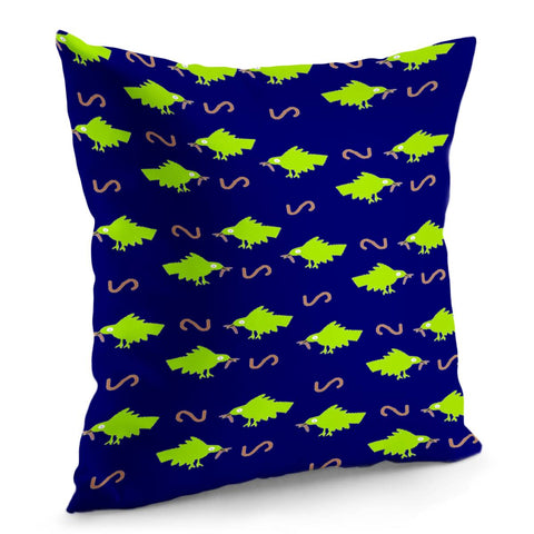 Image of Green Birds And Worms Pillow Cover