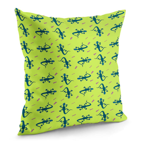 Image of Little Lizards On Green Pillow Cover