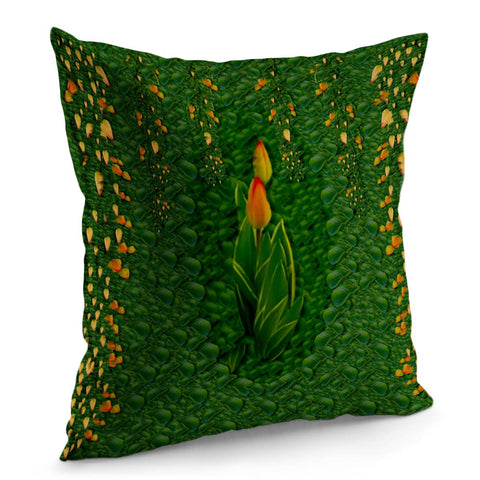 Image of Sakura Tulips Giving Fruit In The Festive Temple Forest Pillow Cover