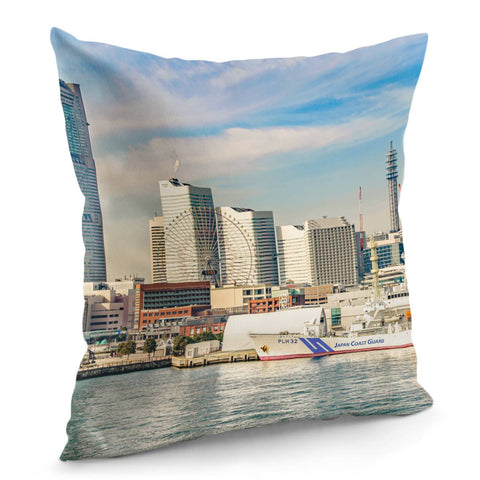 Image of Yokohama Coast Cityscape, Japan Pillow Cover