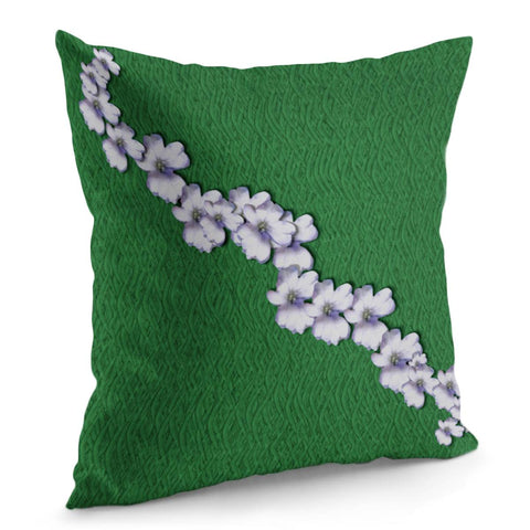 Image of Cherry-Blossoms Branch Decorative On A Field Of Fern Pillow Cover