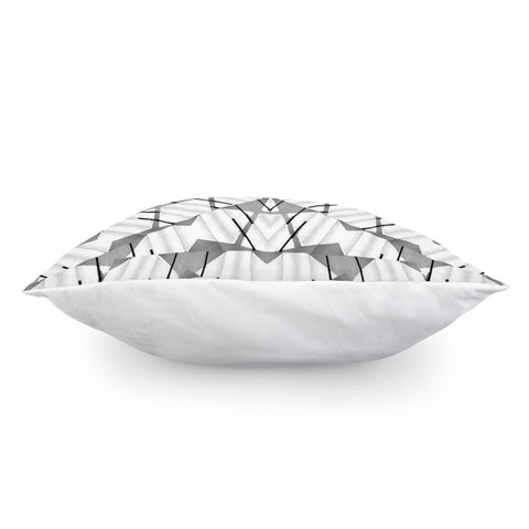 Image of Grey And White Abstract Geometric Print Pillow Cover