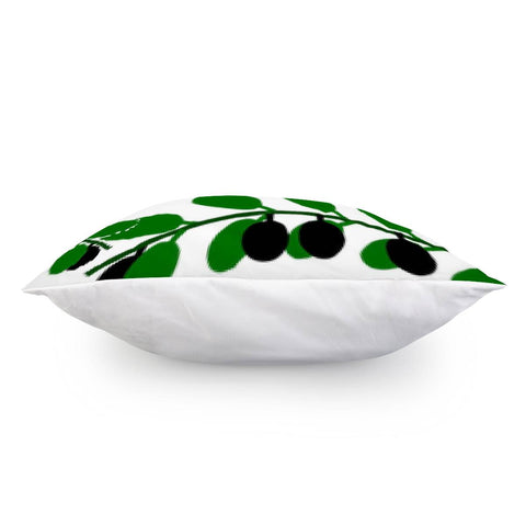 Image of Green Olive Leaves Branches White Pillow Cover