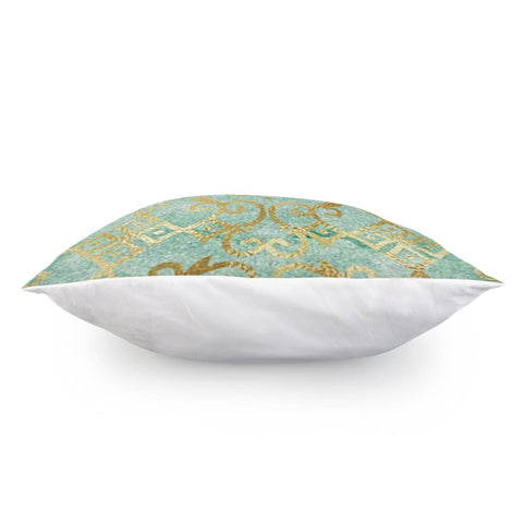 Image of Gold Damask Green Pattern Pillow Cover