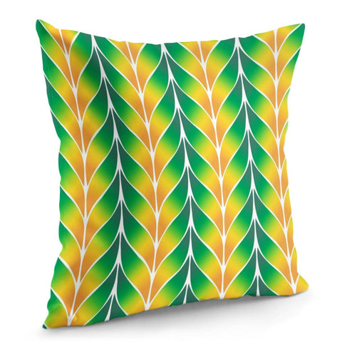 Image of Green Orange Leaf Tile Pattern Pillow Cover