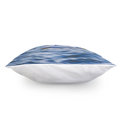 Image of Seagull Flying Over Sea, Montevideo, Uruguay Pillow Cover