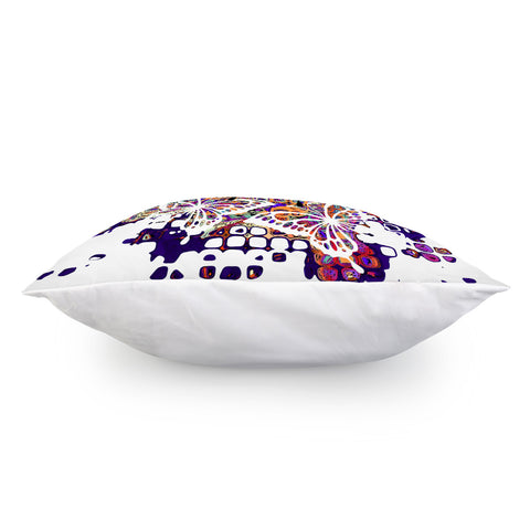 Image of Colorful Fractal Painting With White Butterflies Pillow Cover