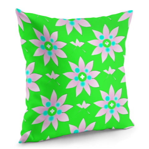 Image of Flowers On Green Pillow Cover