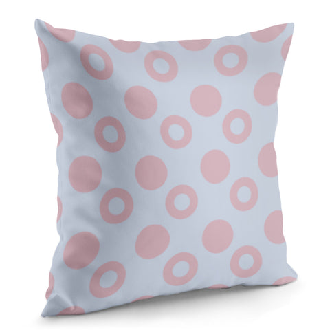 Image of Pink Round Circles On Blue Pillow Cover