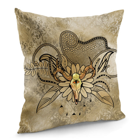 Image of Skull With Floral Elements Pillow Cover