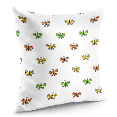 Image of Butterfly Cartoon Drawing Motif  Pattern Pillow Cover