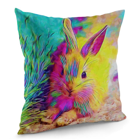 Image of Rainbow Rabbit Pillow Cover